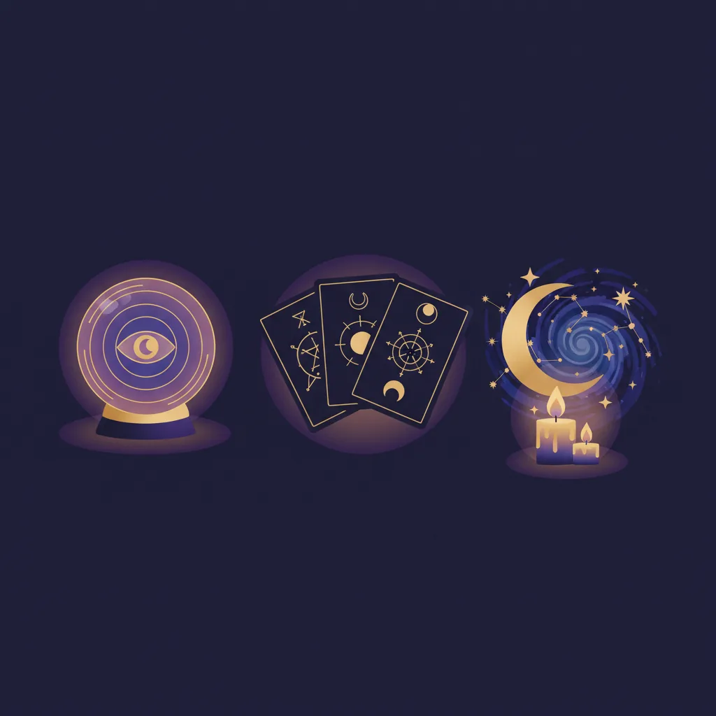 An illustration of tarot, clairvoyance and astrology reading methods