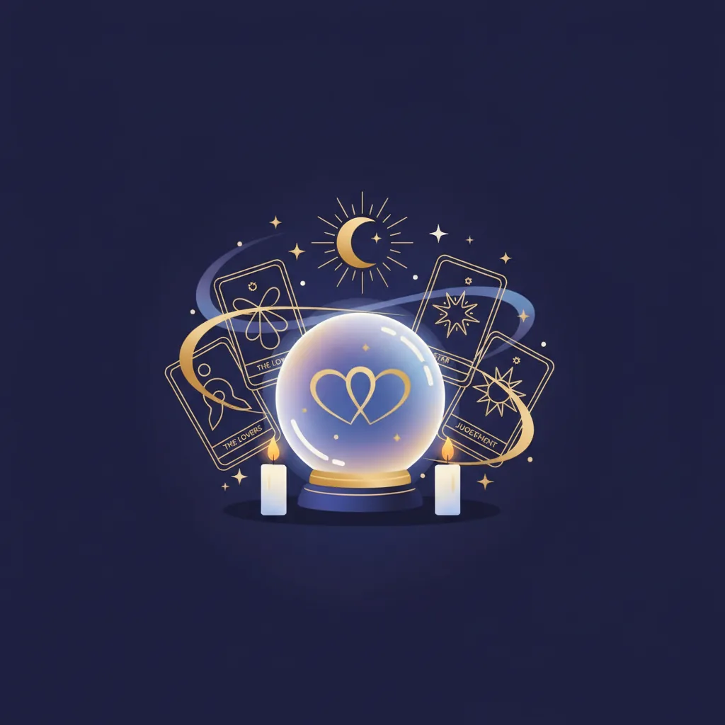 An illustration of love questions for a psychic reading