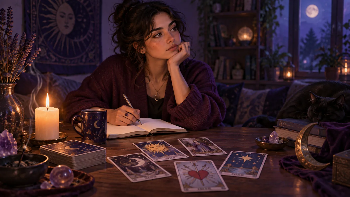 A reader preparing questions before a first online psychic reading
